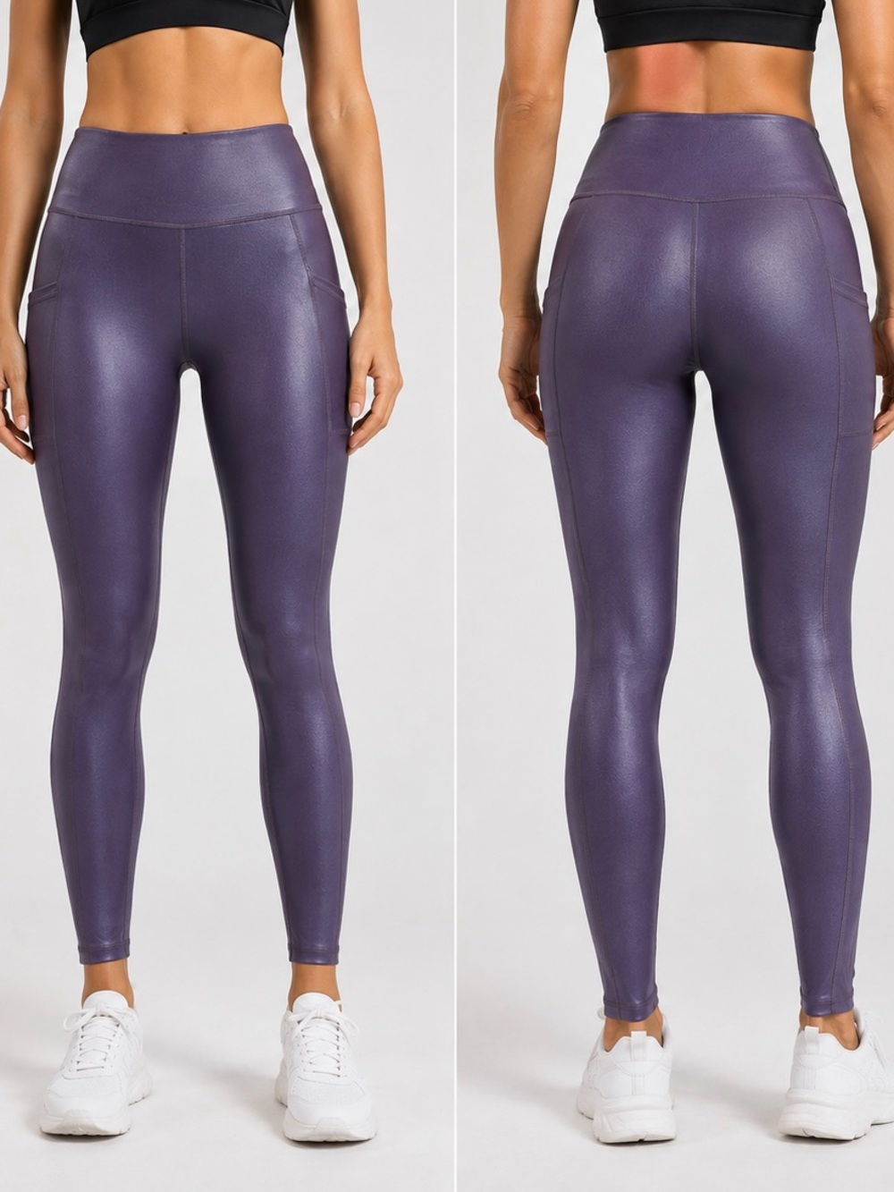 CVG RARE High-Waist Purple Faux-Leather Leggings